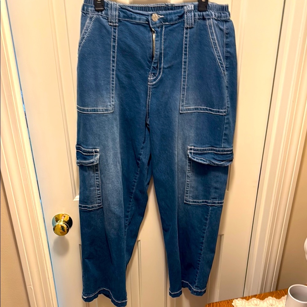 Blue Denim Cargo Pants